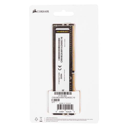 фото Модуль памяти corsair value select cmv8gx4m1a2400c16 ddr4 - 8гб 2400, dimm, ret