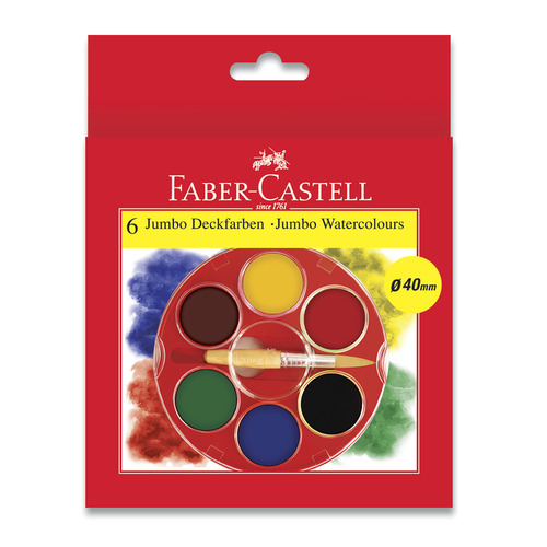 

Краски акварельные Faber-Castell JUMBO 125007 6цв. 40мм кисть