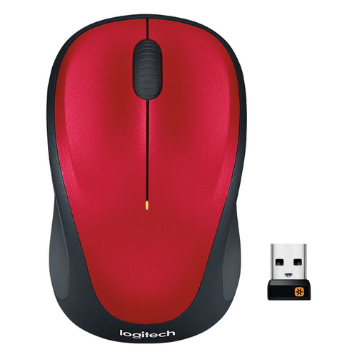 

Мышь Logitech M235, оптическая, беспроводная, USB, красный и черный [910-002496], M235