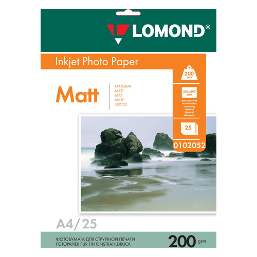 

Фотобумага Lomond 0102052 A4/200г/м2/25л./белый матовое/матовое для струйной печати