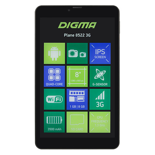 

Планшет DIGMA Plane 8522 3G, 1GB, 8GB, 3G, Android 7.0 графит [ps8135mg]