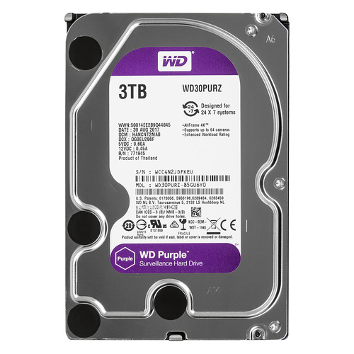 фото Жесткий диск wd purple wd30purz, 3тб, hdd, sata iii, 3.5"