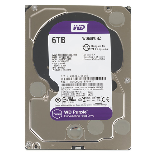 фото Жесткий диск wd purple wd60purz, 6тб, hdd, sata iii, 3.5"