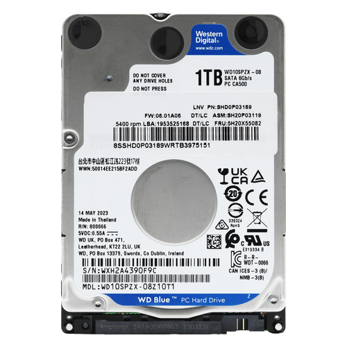 

Жесткий диск WD Blue WD10SPZX, 1ТБ, HDD, SATA III, 2.5", WD10SPZX