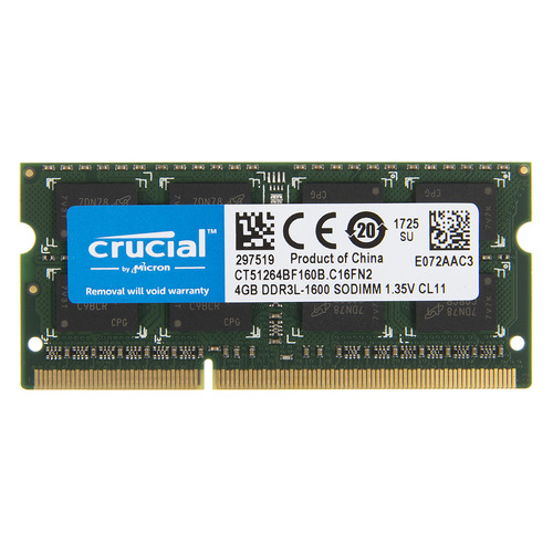 

Модуль памяти Crucial CT51264BF160B DDR3L - 4ГБ 1600, SO-DIMM, Ret, CT51264BF160B