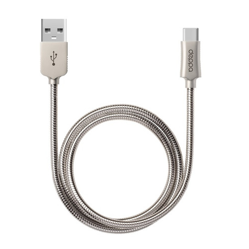 фото Кабель deppa steel, usb type-c (m), usb a(m), 1.2м, стальной [72274]