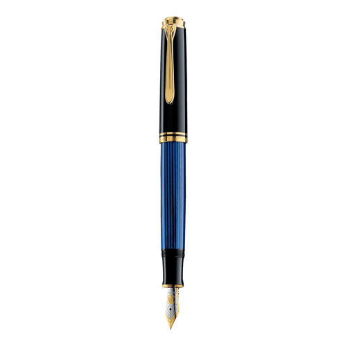

Ручка перьев. Pelikan Souveraen M 600 (PL995316) черный/синий F золото 14K покрытое родием подар.кор, M 600