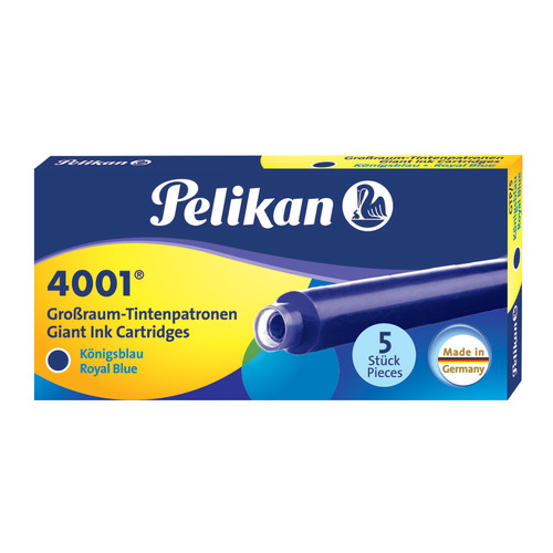 

Картридж Pelikan Ink 4001 Giant GTP/5 (PL310748) Royal Blue чернила для ручек перьевых (5шт), GTP/5