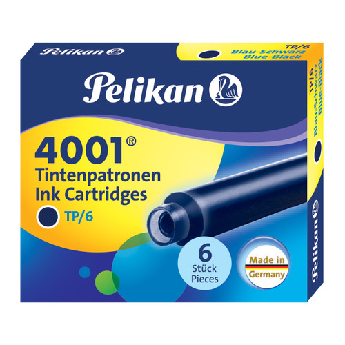 

Картридж Pelikan INK 4001 TP/6 (PL301184) Blue-Black чернила для ручек перьевых (6шт), TP/6