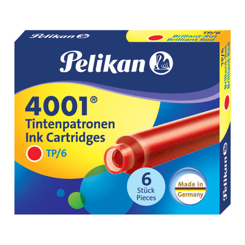 

Картридж Pelikan INK 4001 TP/6 (PL301192) Brilliant Red чернила для ручек перьевых (6шт), TP/6
