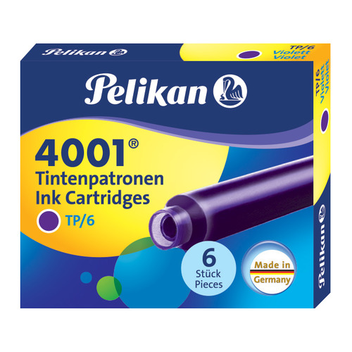 

Картридж Pelikan INK 4001 TP/6 (PL301697) фиолетовые чернила для ручек перьевых (6шт), TP/6