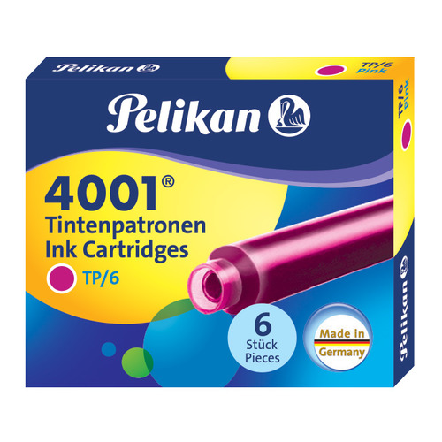 

Картридж Pelikan INK 4001 TP/6 (PL321075) розовые чернила для ручек перьевых (6шт), TP/6