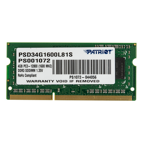 фото Модуль памяти patriot psd34g1600l81s ddr3l - 4гб 1600, so-dimm, ret