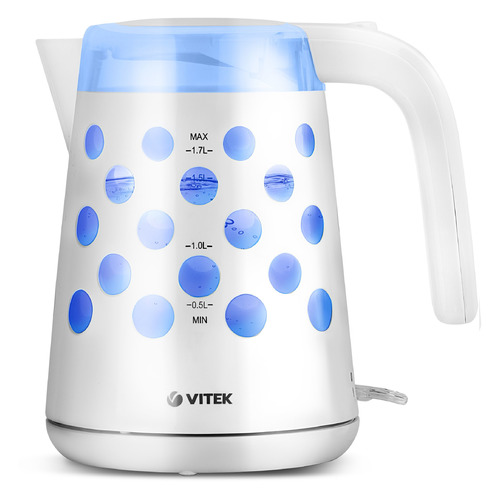 фото Чайник электрический vitek vt-7048-01, 2200вт, белый