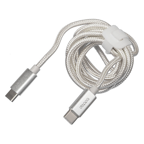 

Кабель DEPPA USB Type-C (m), USB Type-C (m), 1.2м, серебристый [72246]