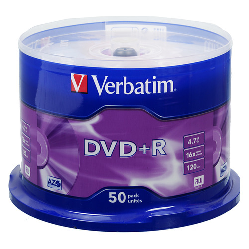 фото Оптический диск dvd+r verbatim 4.7гб 16x, 50шт., cake box [43550]