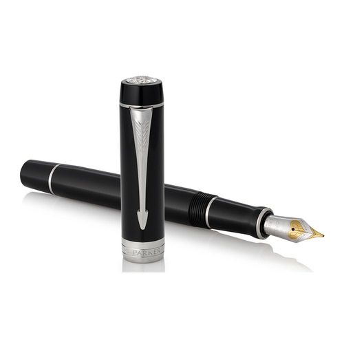 

Ручка перьев. Parker Duofold F77 Centennial (1931365) Black CT F золото 14K покрытое родием подар.ко, F77 Centennial