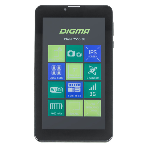 

Планшет DIGMA Plane 7556 3G, 1GB, 16GB, 3G, Android 7.0 черный [ps7170mg]