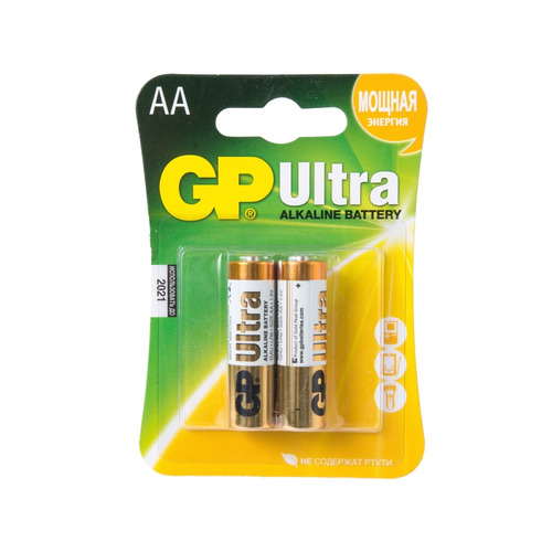 

AA Батарейка GP Ultra Alkaline 15AU LR6, 2 шт., 15AU LR6