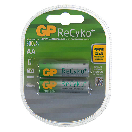 фото Aa аккумулятор gp recyko 210aahcb, 2 шт. 2000мaч