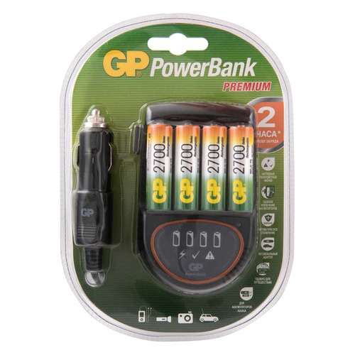 фото Aa аккумулятор + зарядное устройство gp powerbank pb50gs270ca, 4 шт. 2700мaч
