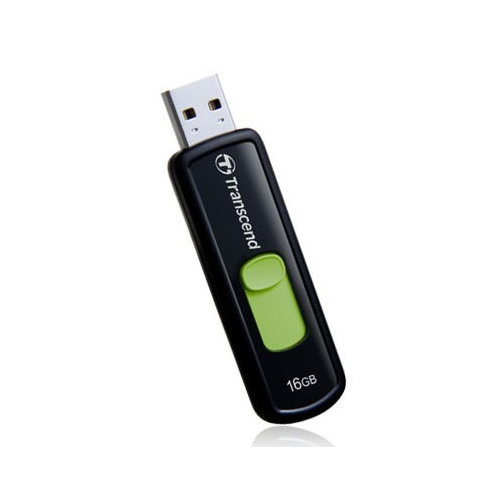 фото Флешка usb transcend jetflash 500 16гб, usb2.0, черный и зеленый [ts16gjf500]