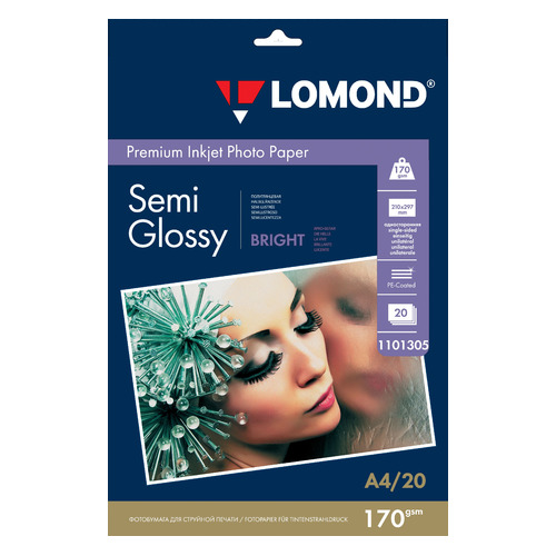 

Бумага Lomond 1101305 A4/170г/м2/20л./белый полуглянцевое для струйной печати
