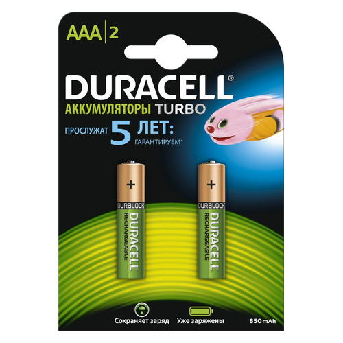 

AAA Аккумулятор DURACELL Rechargeable HR03-2BL, 2 шт. 900мAч