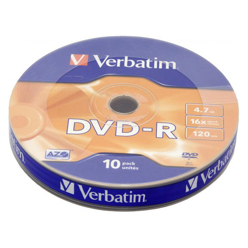 

Оптический диск DVD-R VERBATIM 4.7ГБ 16x, 10шт., bulk [43729], Нет