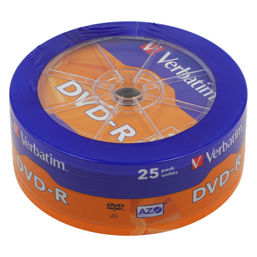 

Оптический диск DVD-R VERBATIM 4.7ГБ 16x, 25шт., cake box [43730], Нет