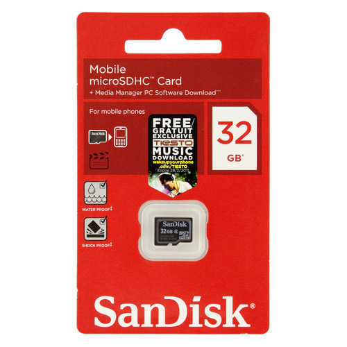 

Карта памяти microSDHC SANDISK 32 ГБ, Class 4, SDSDQM-032G-B35, 1 шт.