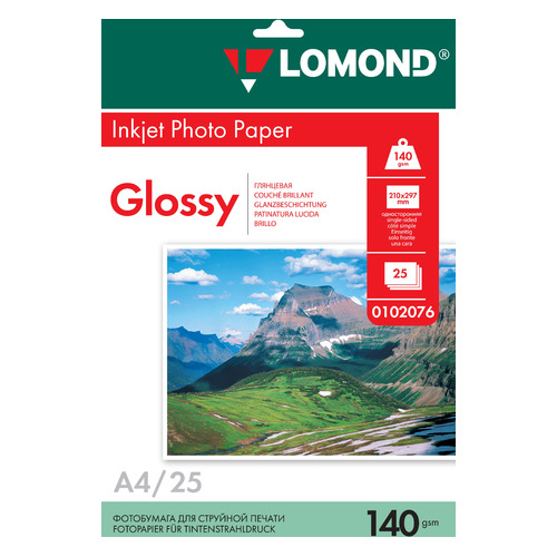 

Фотобумага Lomond 0102076 A4/140г/м2/25л./белый глянцевое для струйной печати