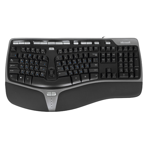 

Клавиатура MICROSOFT 4000, USB, c подставкой для запястий, черный + серебристый [b2m-00020]
