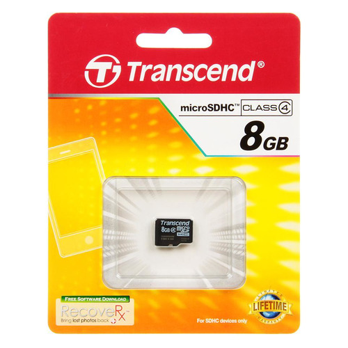 фото Карта памяти microsdhc transcend 8 гб, class 4, ts8gusdc4, 1 шт.