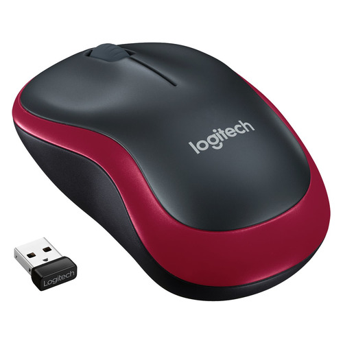 

Мышь Logitech M185, оптическая, беспроводная, USB, красный [910-002240], M185