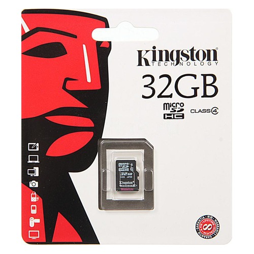 

Карта памяти microSDHC KINGSTON 32 ГБ, Class 4, SDC4/32GBSP, 1 шт.