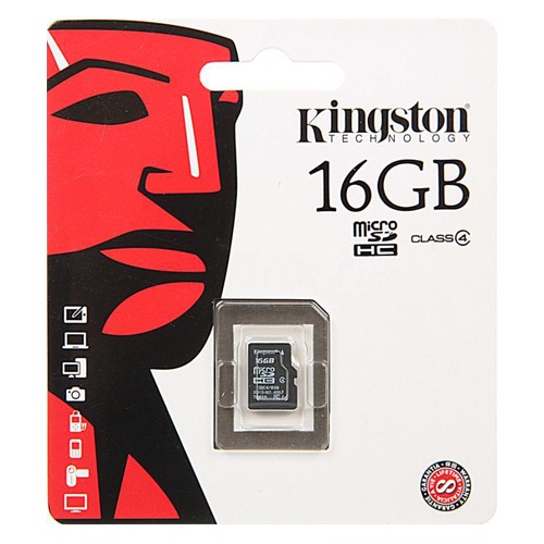 фото Карта памяти microsdhc kingston 16 гб, class 4, sdc4/16gbsp