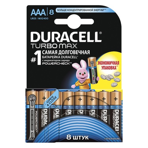 

AAA Батарейка DURACELL Turbo MAX LR03-8BL, 8 шт.