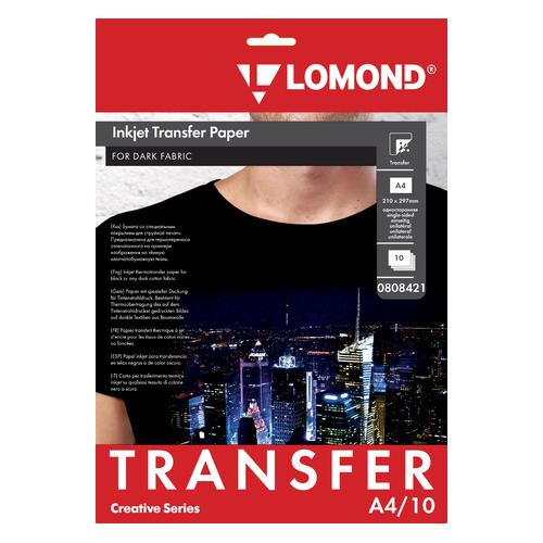 

Термотрансфер Lomond 0808421 A4/140г/м2/10л./белый для темных тканей