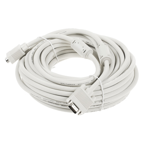 фото Кабель vga db15 (m) - db15 (m), ферритовый фильтр , 15м, серый [cable15] Noname