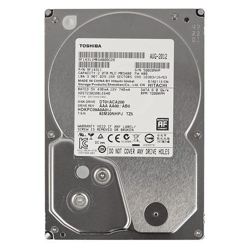 

Жесткий диск Toshiba DT01ACA200, 2ТБ, HDD, SATA III, 3.5", DT01ACA200