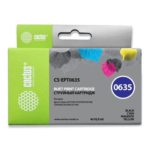 

Картридж Cactus CS-EPT0635, черный / голубой / пурпурный / желтый / CS-EPT0635, CS-EPT0635