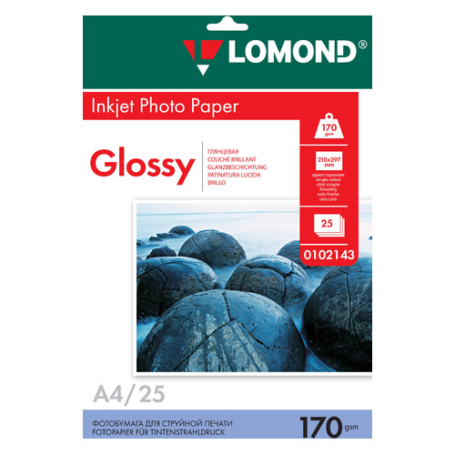 

Фотобумага Lomond 102143 A4/170г/м2/25л./белый глянцевое для струйной печати