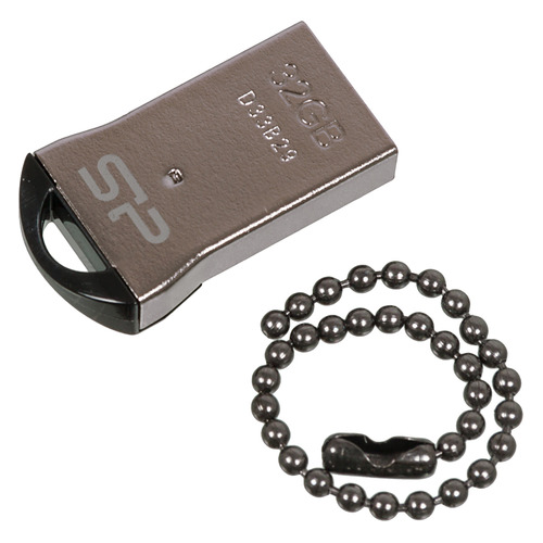 

Флешка USB SILICON POWER Touch T01 32Гб, USB2.0, черный и серебристый [sp032gbuf2t01v1k]