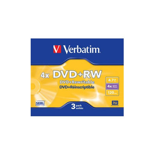 

Оптический диск DVD+RW VERBATIM 4.7ГБ 4x, 3шт., slim case [43636], Нет