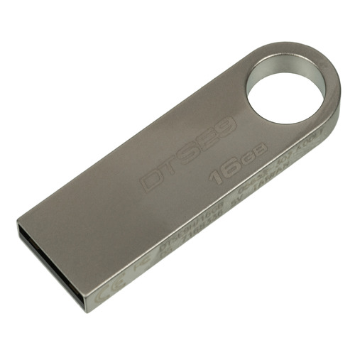 фото Флешка usb kingston datatraveler se9 16гб, usb2.0, серебристый [dtse9h/16gb]