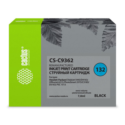 

Картридж Cactus CS-C9362, №132, черный / CS-C9362, CS-C9362