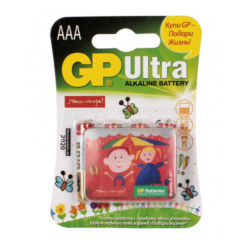 

AAA Батарейка GP Ultra Alkaline 24AUGL LR03, 4 шт.