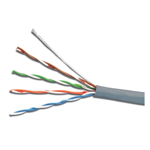 фото Кабель сетевой utp, cat.5e, 100м, 4 пары, 24awg, cca, одножильный (solid), серый Noname