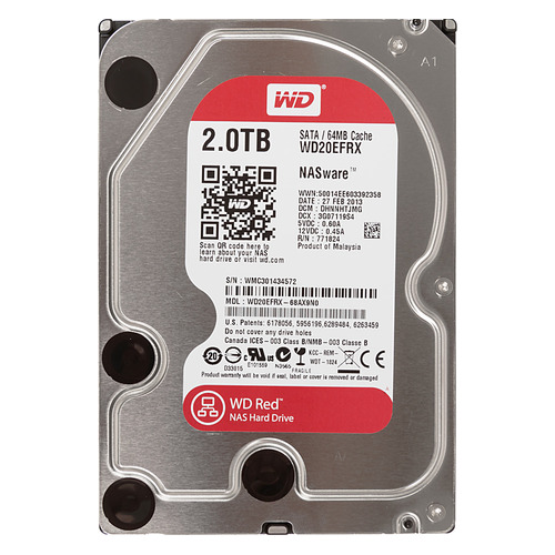 

Жесткий диск WD Red WD20EFRX, 2ТБ, HDD, SATA III, 3.5", WD20EFRX